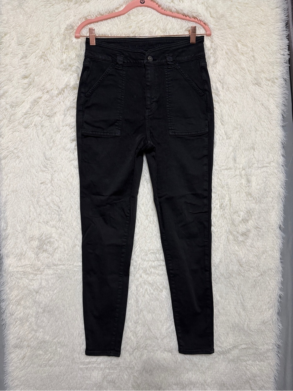 American Eagle Womens Curvy Super Hi-Rise Jegging Size 6 Black Edgy Streetwear